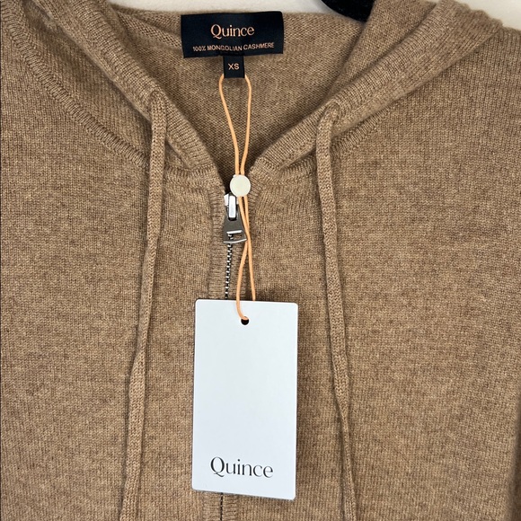 NWT Quince XS Mongolian Cashmere Full-Zip Hoodie in Teak - Picture 11 of 12